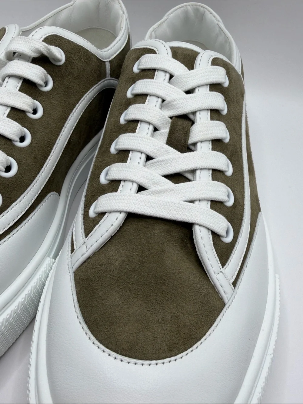 Hermes Women’s Low-Top Sneakers in Taupe and White
